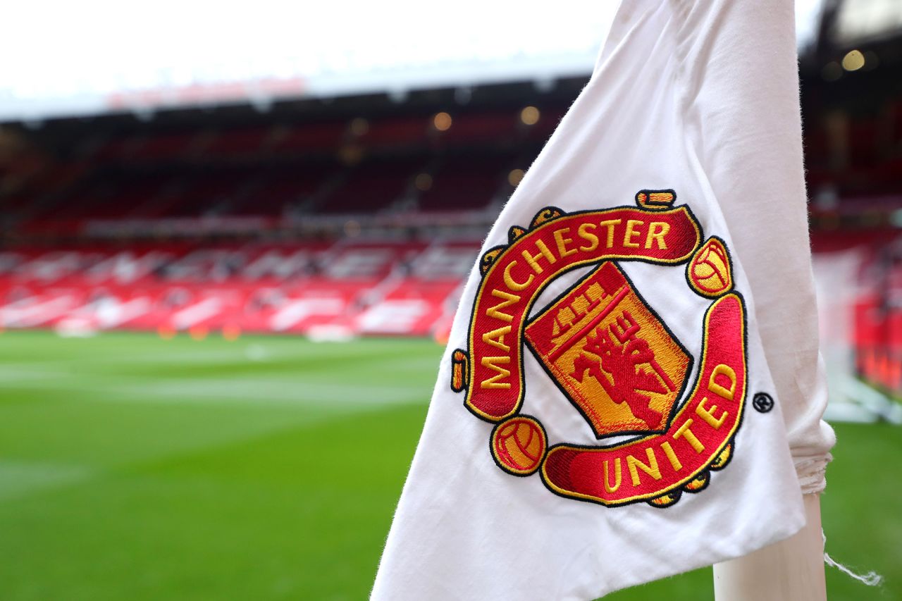 The corner flag inside the stadium prior to the Premier League match between Manchester United and Norwich City at Old Trafford on January 11, in Manchester, United Kingdom.