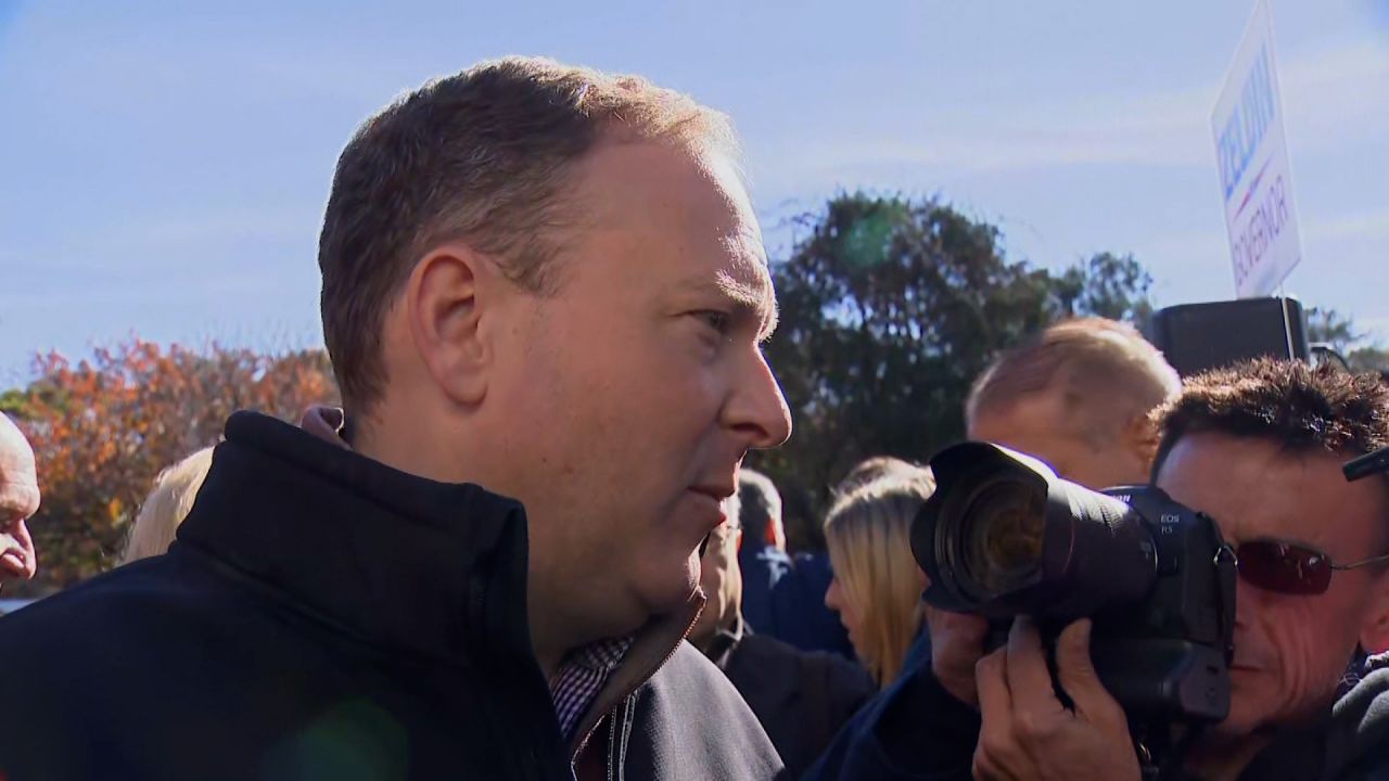 New York gubernatorial hopeful Rep. Lee Zeldin speaks during an event in Medford, New York, on November 8.