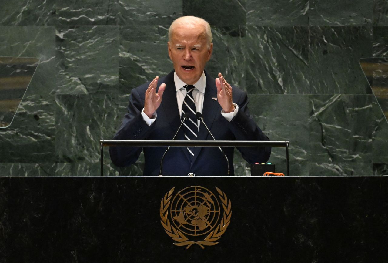 President Joe Biden speaks during the United Nations General Assembly on Tuesday.