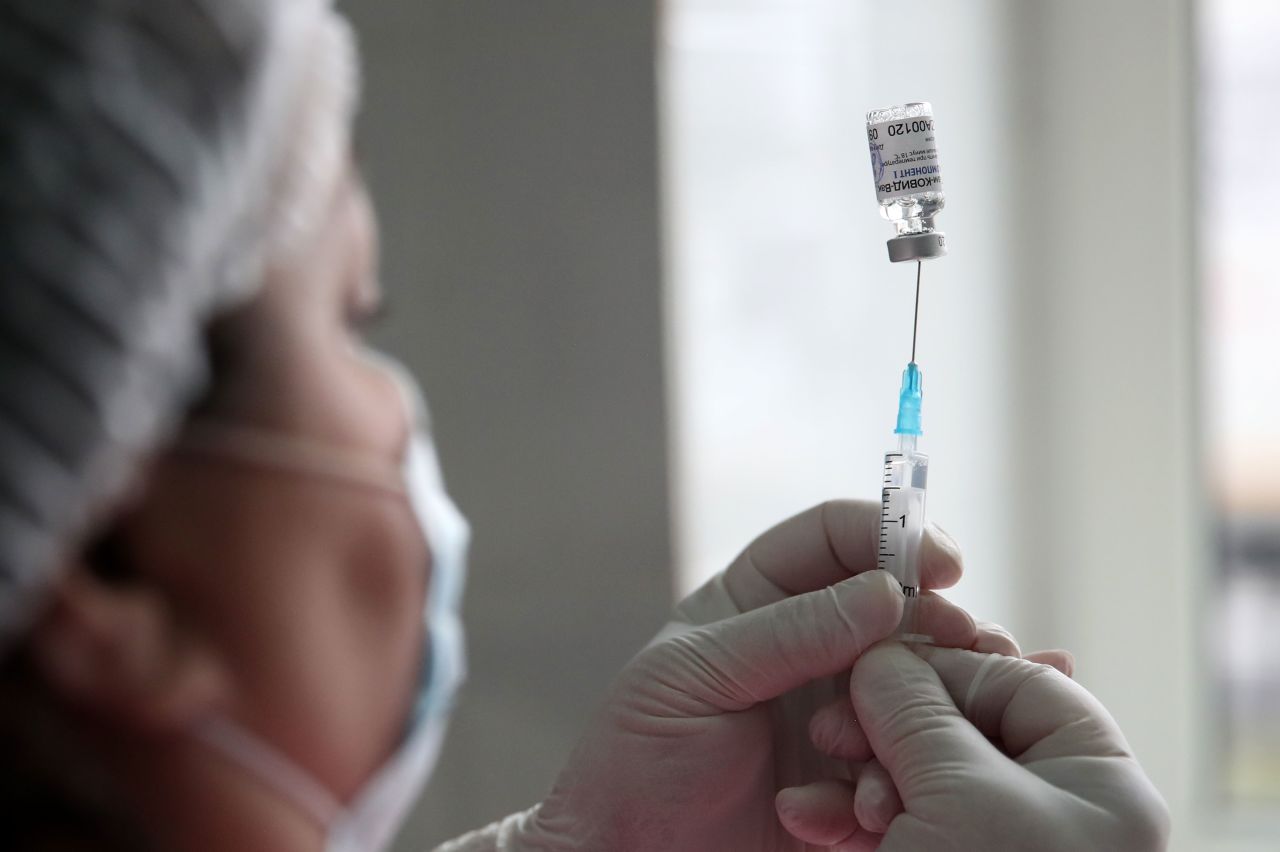 A medical worker prepares to administer Russia's Sputnik V vaccine at a hospital in the Moscow region on November 28.