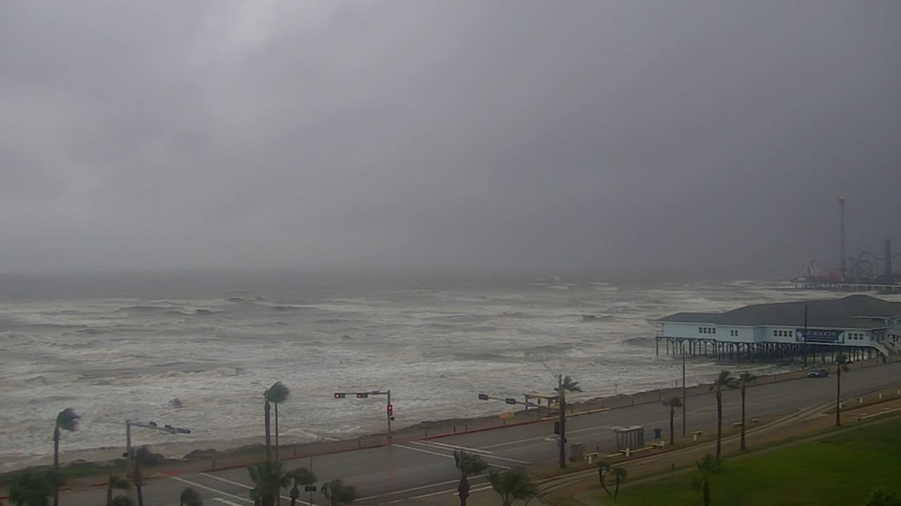 Storm clouds are seen over Galveston, Texas, on June 19. 