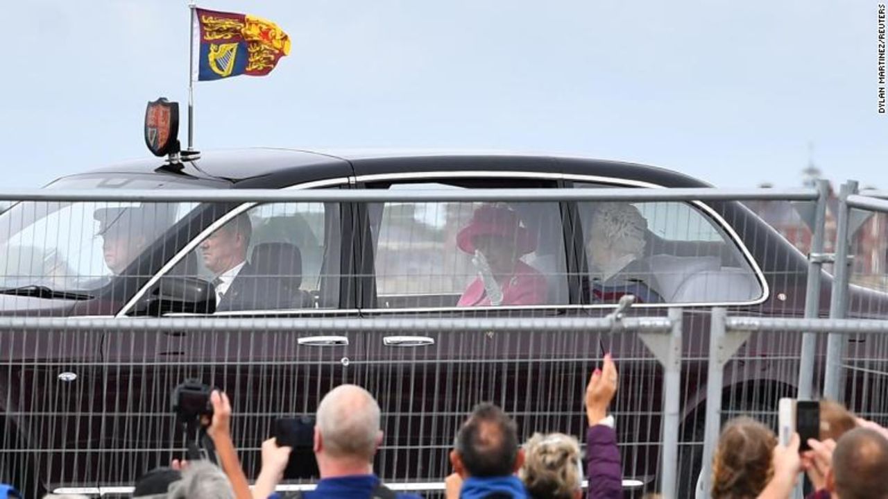 The Queen arrives at the event in Portsmouth.