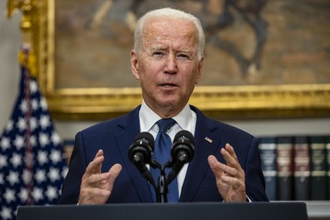 US President Joe Biden speaks from the White House on August 22, in Washington, DC. 