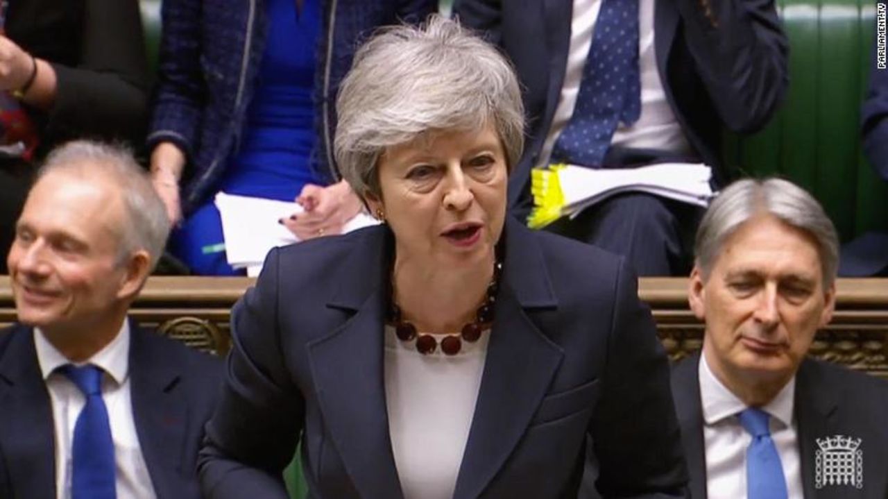 British PM Theresa May speaks in Parliament on Wednesday. 