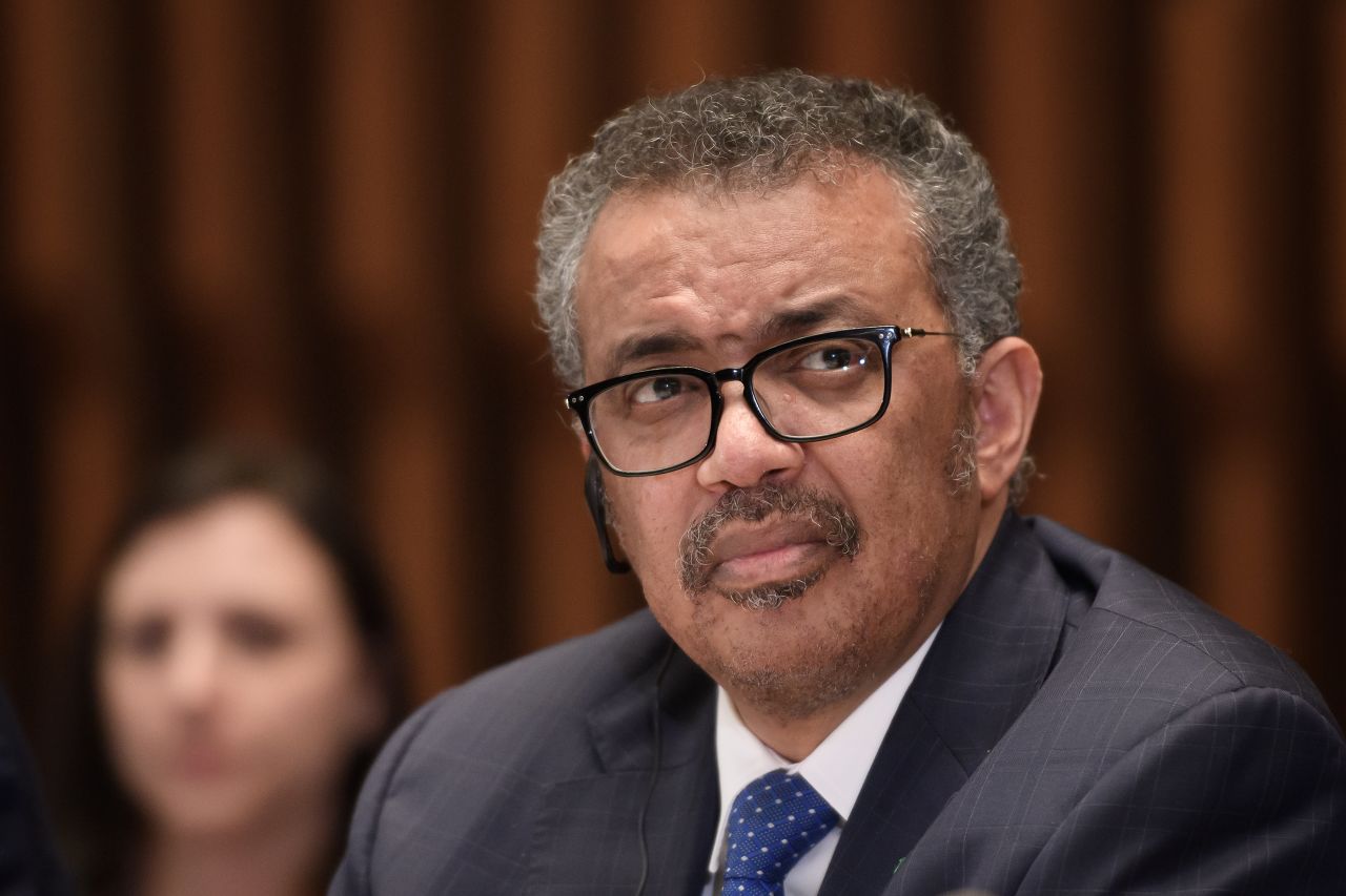 World Health Organization director general Tedros Adhanom Ghebreyesus at a news conference in Geneva. 