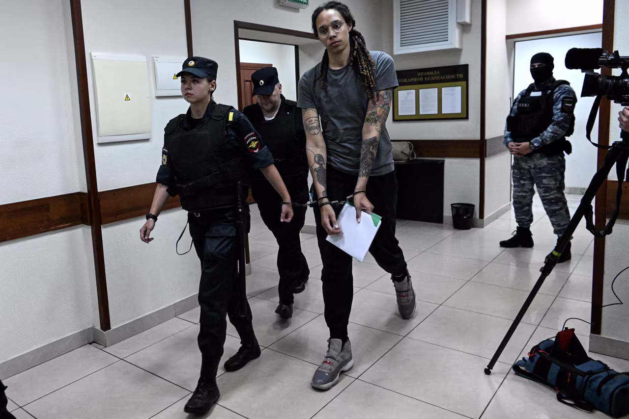 Brittney Griner leaves the courtroom after the court's verdict on August 4. 
