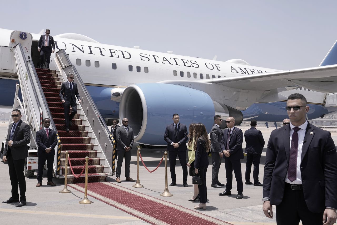 US Secretary of State Antony Blinken, arrives at Cairo airport, Egypt, on June 10.