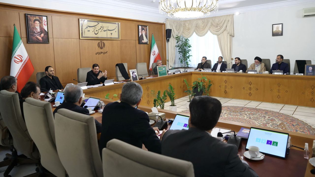 Iran's First Vice President Mohammad Mokhber speaks during Iran's government cabinet in Tehran, Iran, on May 20.