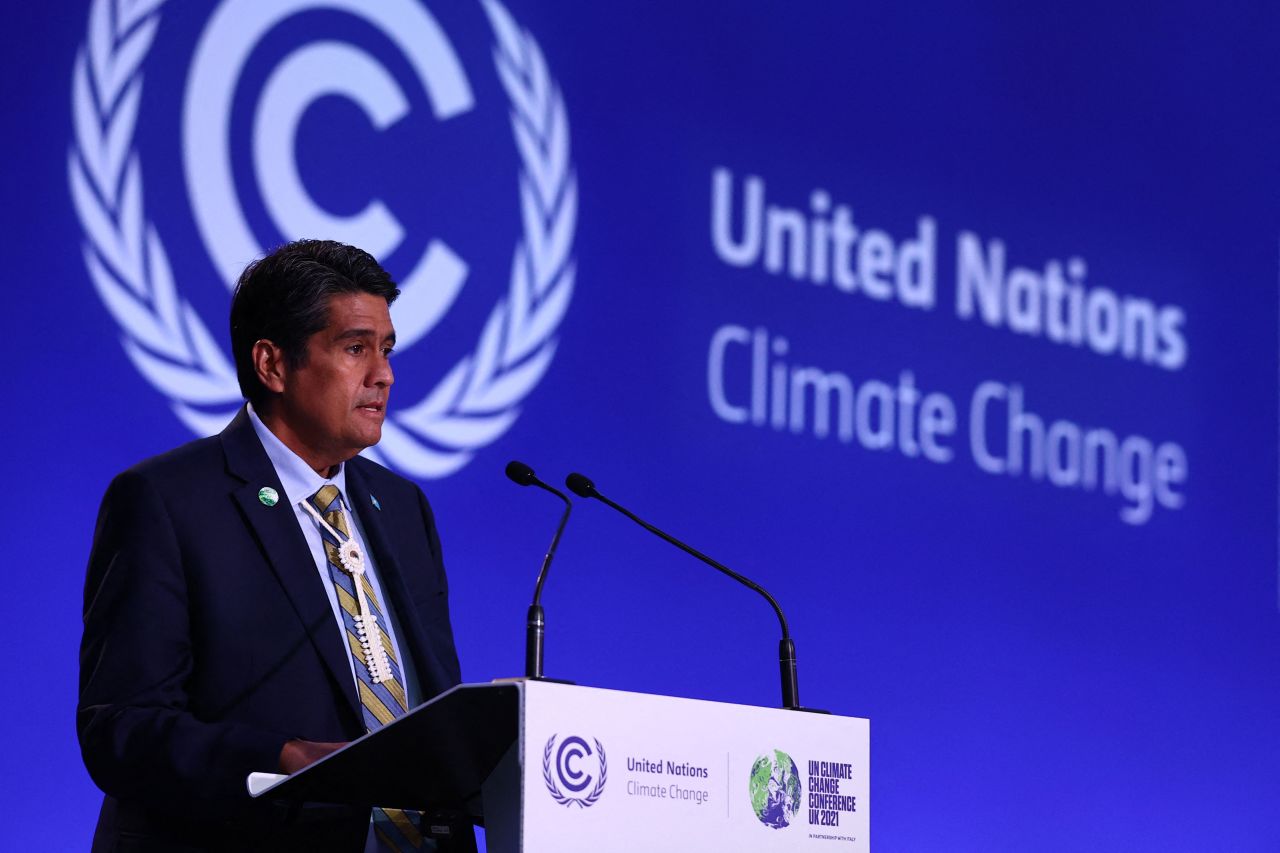 Palau's President Surangel Whipps, Jr. speaks at COP26 in Glasgow, Scotland, on November 2.
