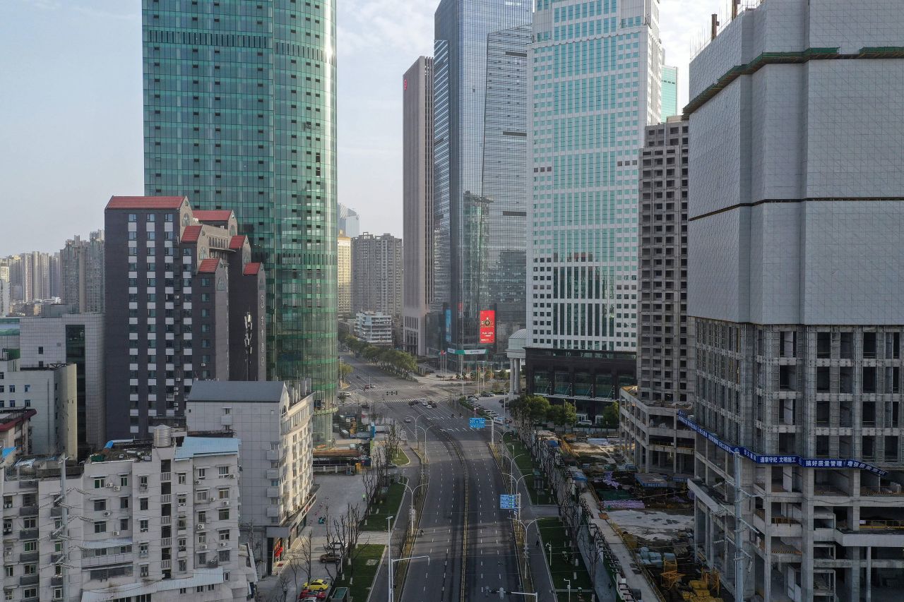 Nearly empty roads are seen in Wuhan, China on March 10.