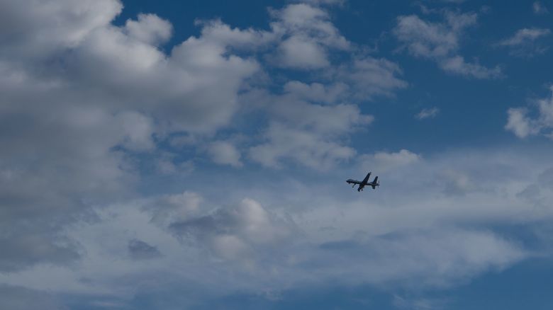 An MQ-9 Reaper remotely piloted aircraft flies over Creech Air Force Base, Nevada, on April 15. Most of the strikes against alleged drug traffickers have been carried out using MQ-9 Reaper drones.
