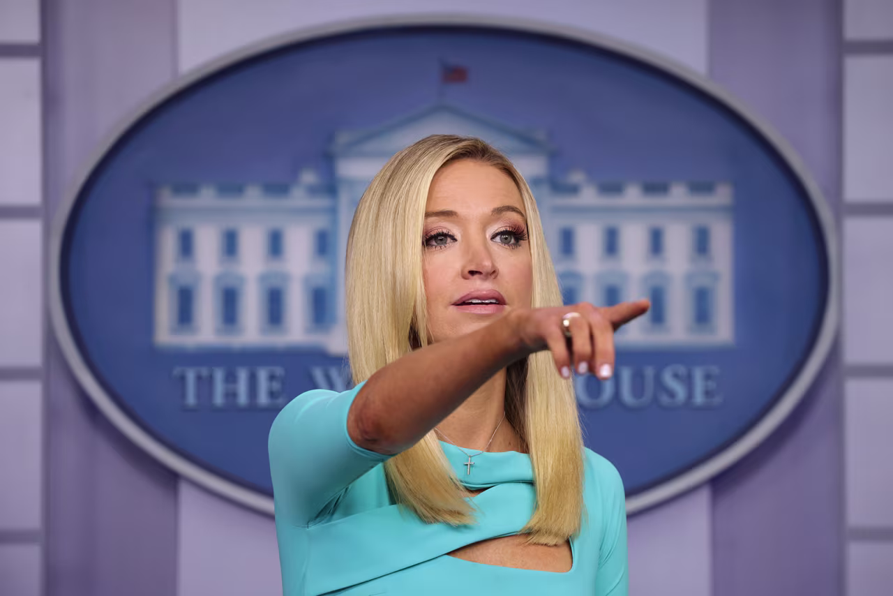 White House Press Secretary Kayleigh McEnany holds a news conference at the James Brady Press Briefing Room of the White House on Wednesday in Washington.