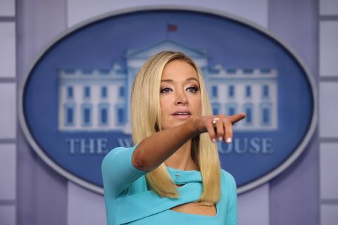 White House Press Secretary Kayleigh McEnany holds a news conference at the James Brady Press Briefing Room of the White House on Wednesday in Washington.