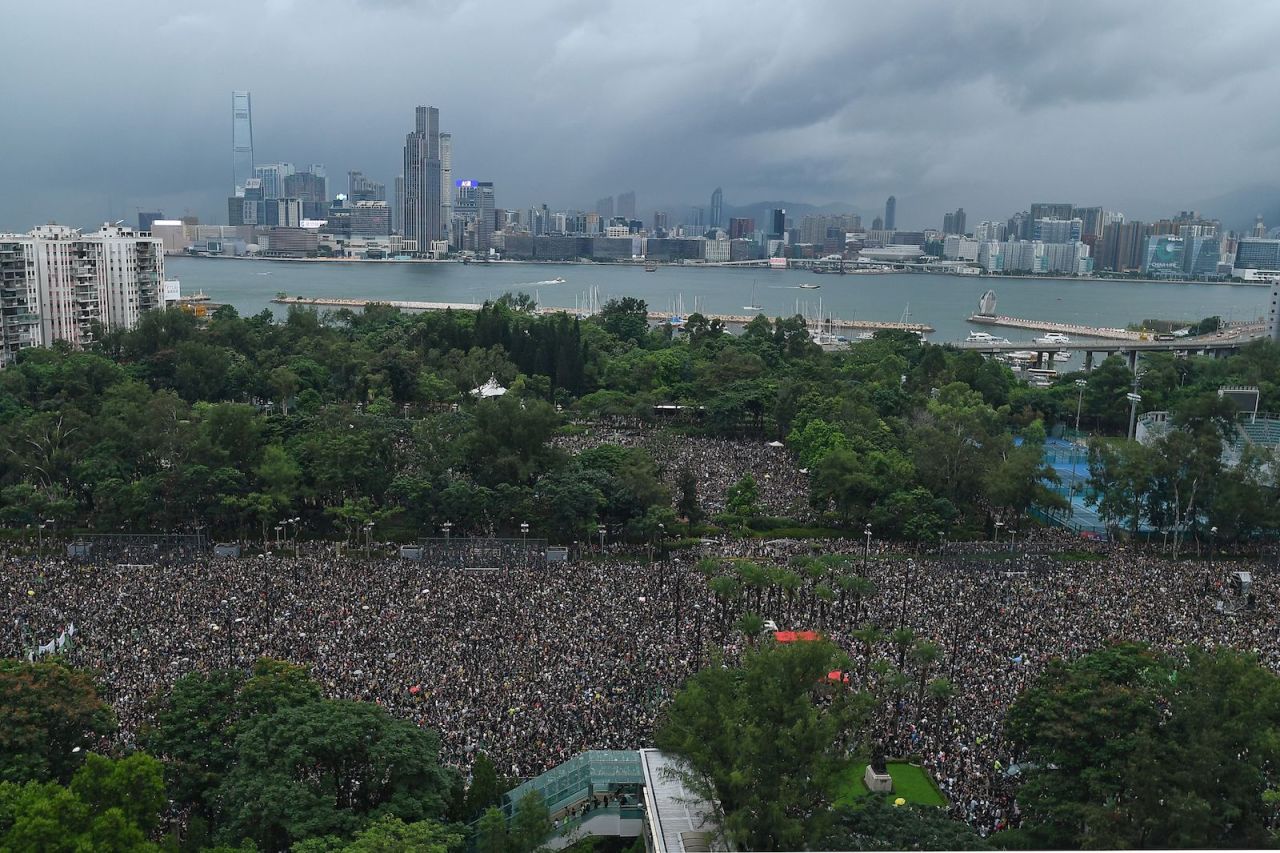 Protesters gather for a major rally to show the city's leaders their protest movement still attracts wide public support despite mounting violence and increasingly stark warnings from Beijing.