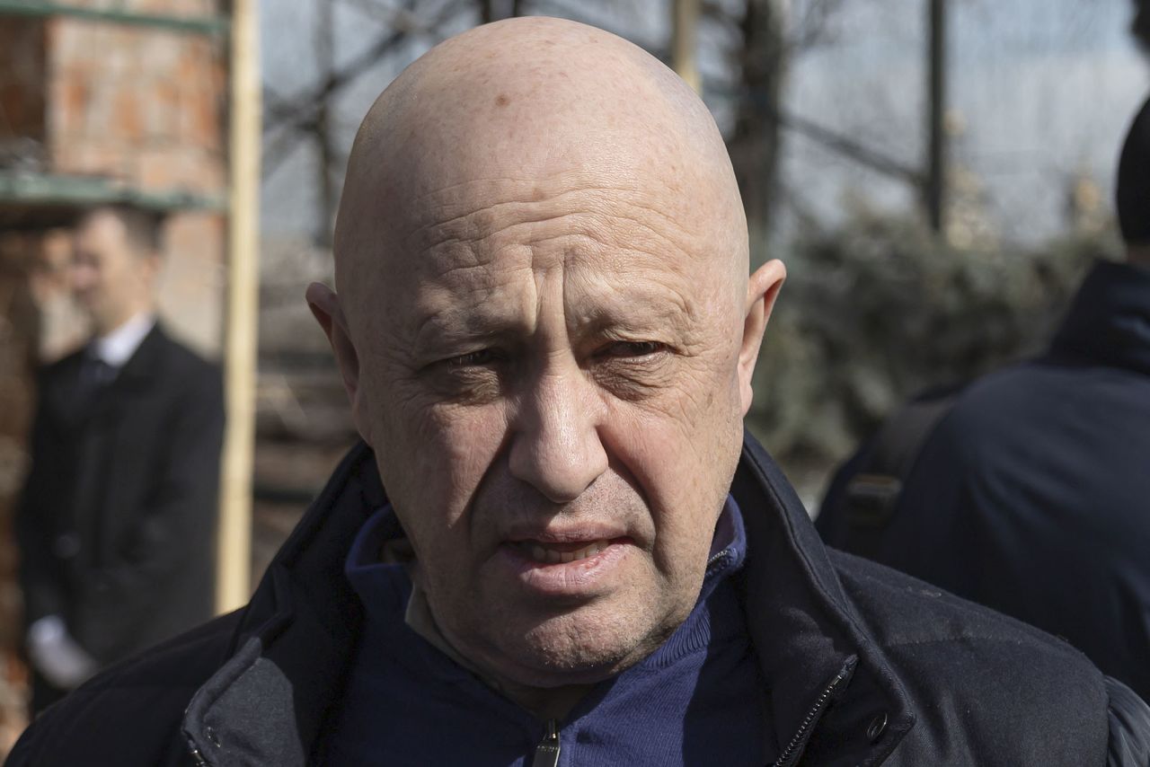 Yevgeny Prigozhin attends a funeral ceremony at the Troyekurovskoye cemetery in Moscow, Russia, on April 8.