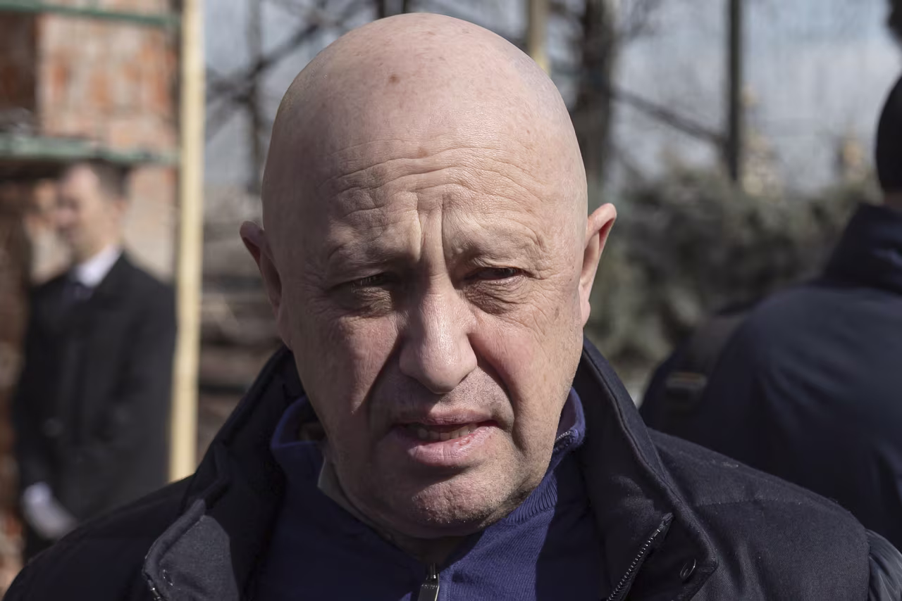 Yevgeny Prigozhin attends a funeral ceremony at the Troyekurovskoye cemetery in Moscow, Russia, on April 8.