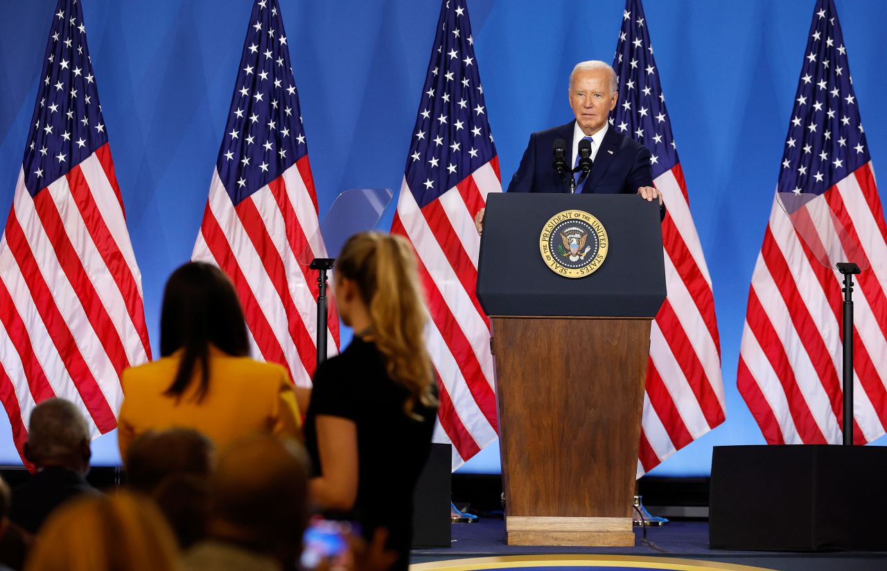 President Joe Biden holds news conference at the 2024 NATO Summit on July 11 in Washington, DC. 