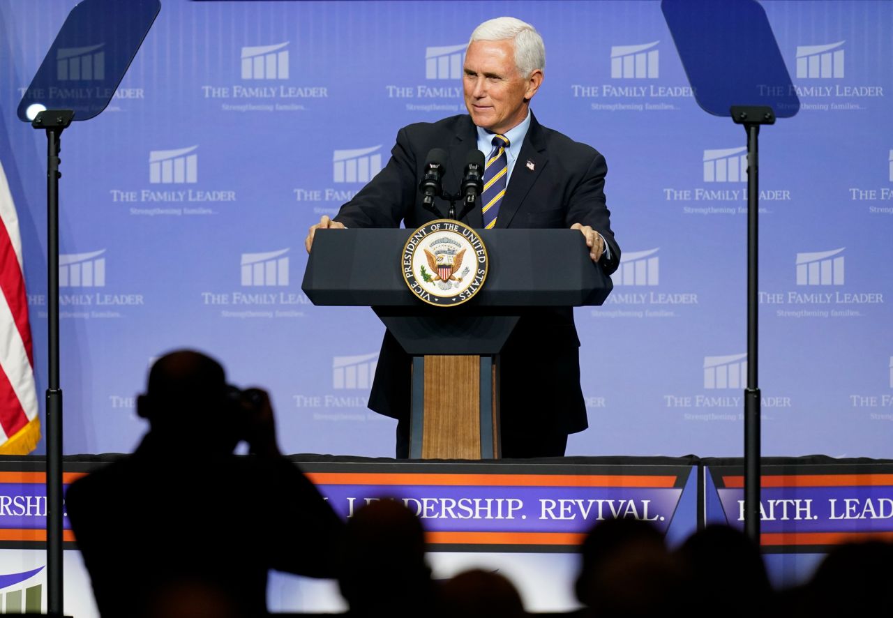 Vice President Mike Pence speaks at an event hosted by The Family Leader Foundation on October 1 in Des Moines, Iowa. 