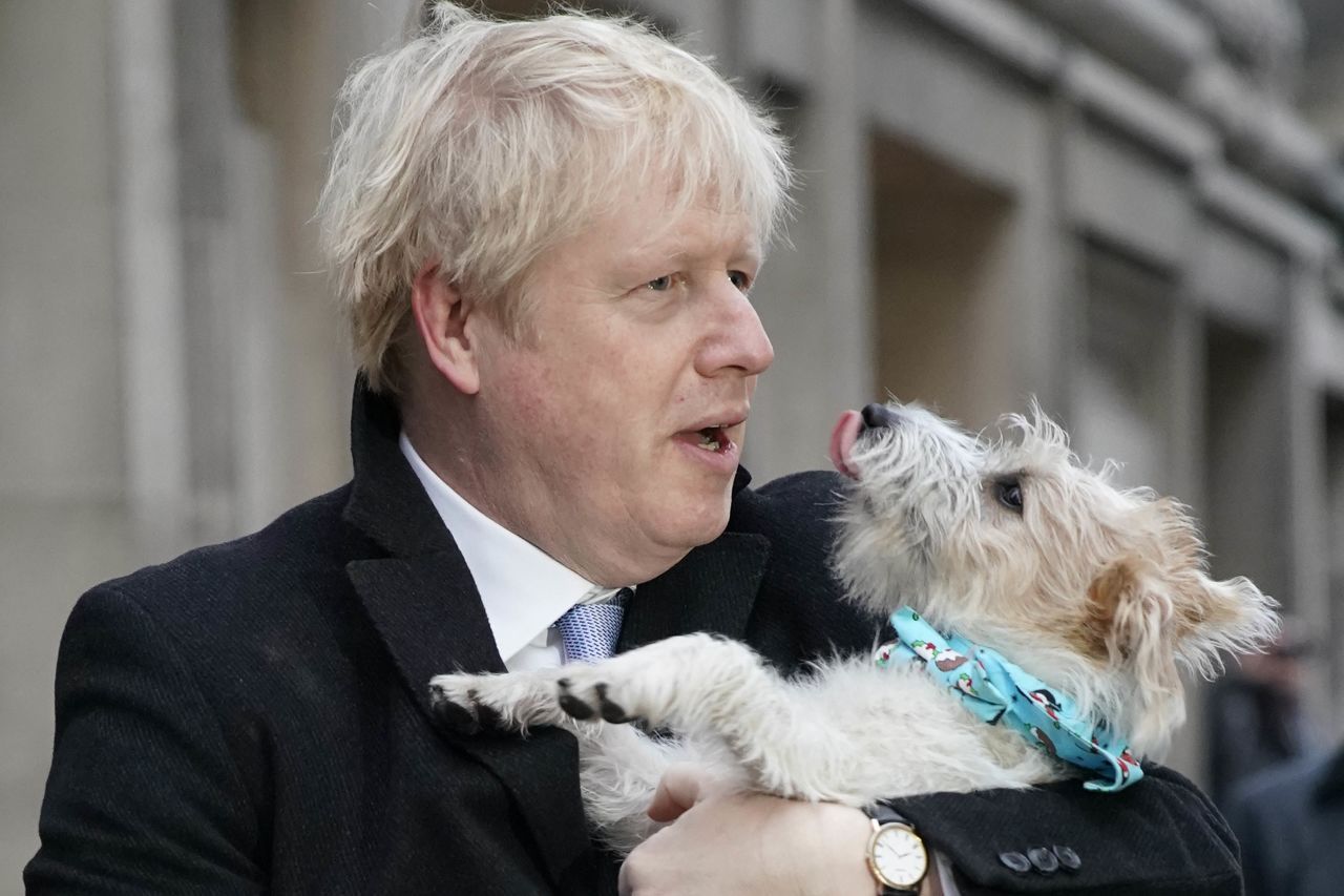 Boris Johnson with his dog. Photo: Christopher Furlong/Getty Images