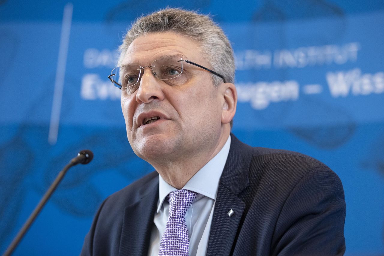 Lothar Wieler, President of the Robert Koch Institute, speaks to the media during a daily update on the coronavirus in Germany on March 17 in Berlin.