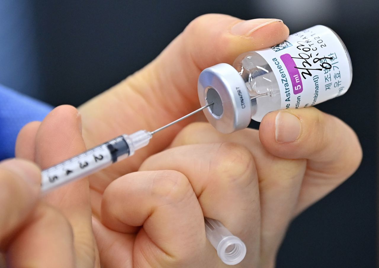 A nurse fills a syringe with the AstraZeneca Covid-19 vaccine at Dobong health care center on February 26 in Seoul, South Korea.