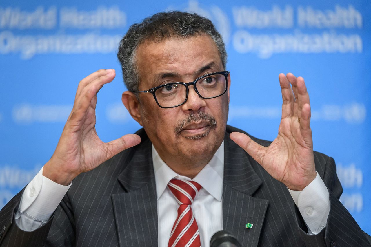 World Health Organization Director-General Tedros Adhanom Ghebreyesus talks during a daily press briefing on COVID-19 virus at the WHO headquarters in Geneva, Switzerland, on March 11. 