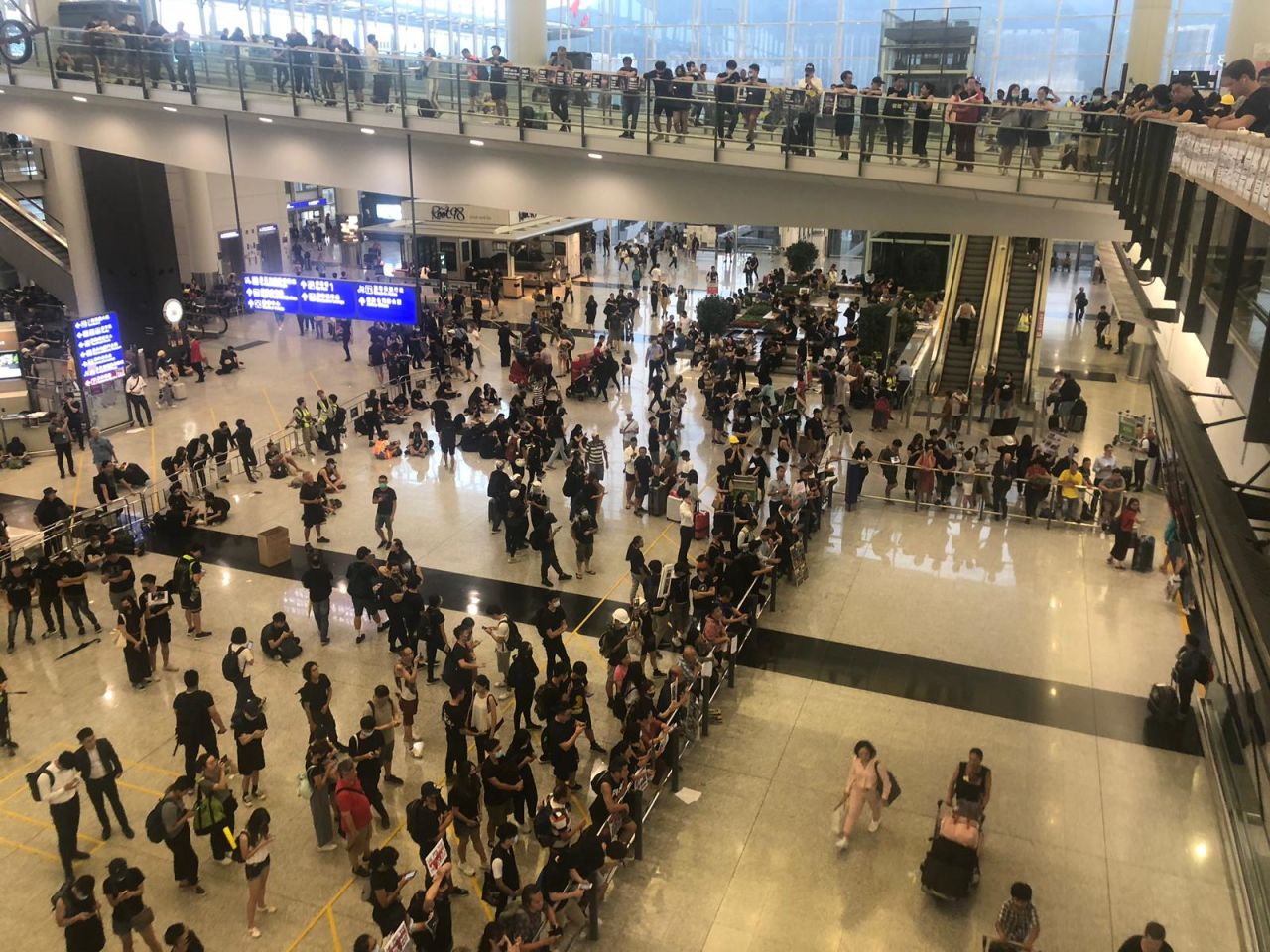 A few hundred protesters are still at the airport.