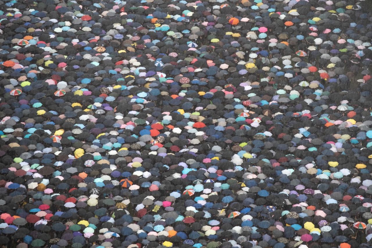 Protesters gather for a rally in Victoria Park in Hong Kong on August 18, 2019.