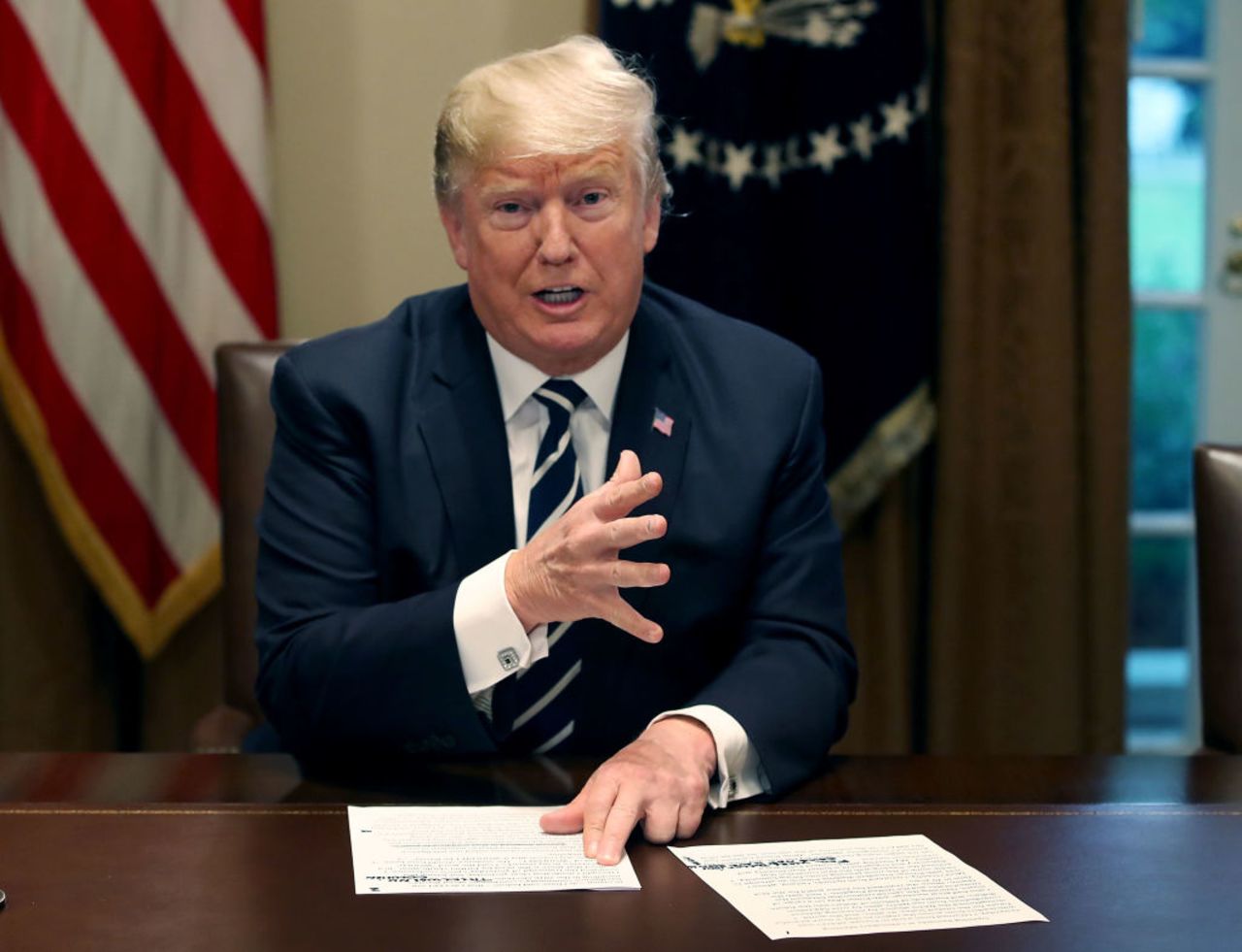 President Donald Trump talks about his summit on July 17, 2018 in Washington, DC. 