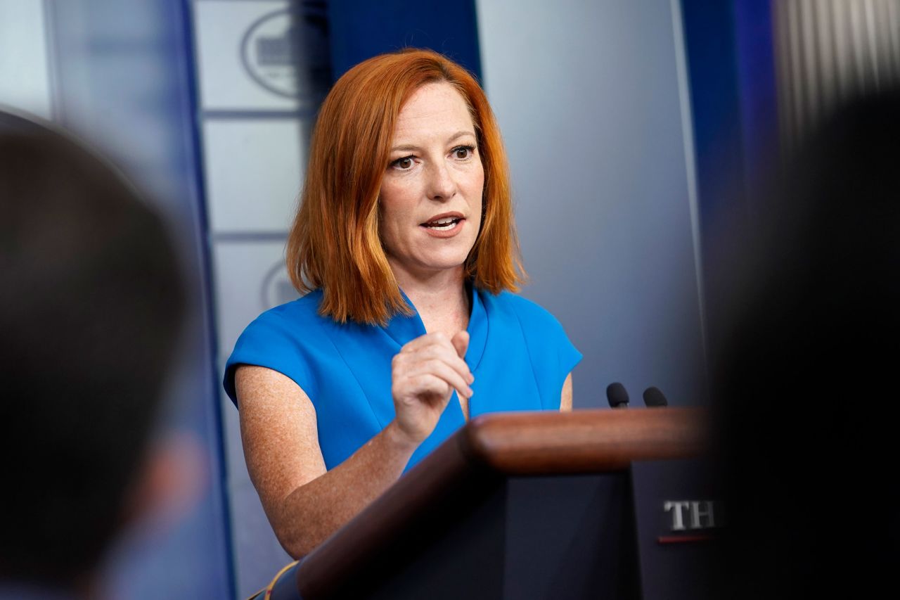White House press secretary Jen Psaki speaks during the daily briefing at the White House in Washington, DC, on August 11.