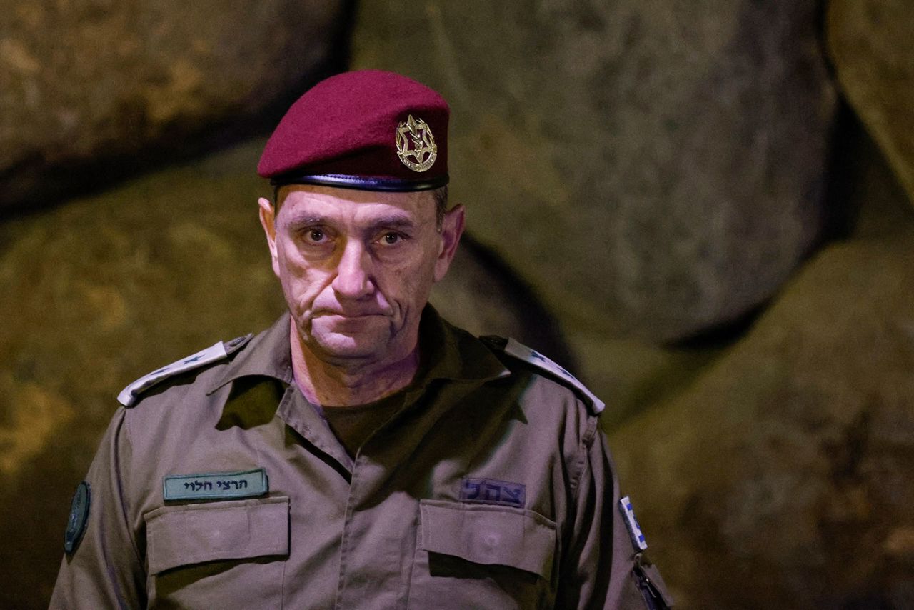 Israeli Chief of Staff Herzi Halevi attends a wreath-laying ceremony marking Holocaust Remembrance Day at the Yad Vashem Holocaust Memorial in Jerusalem on May 6.