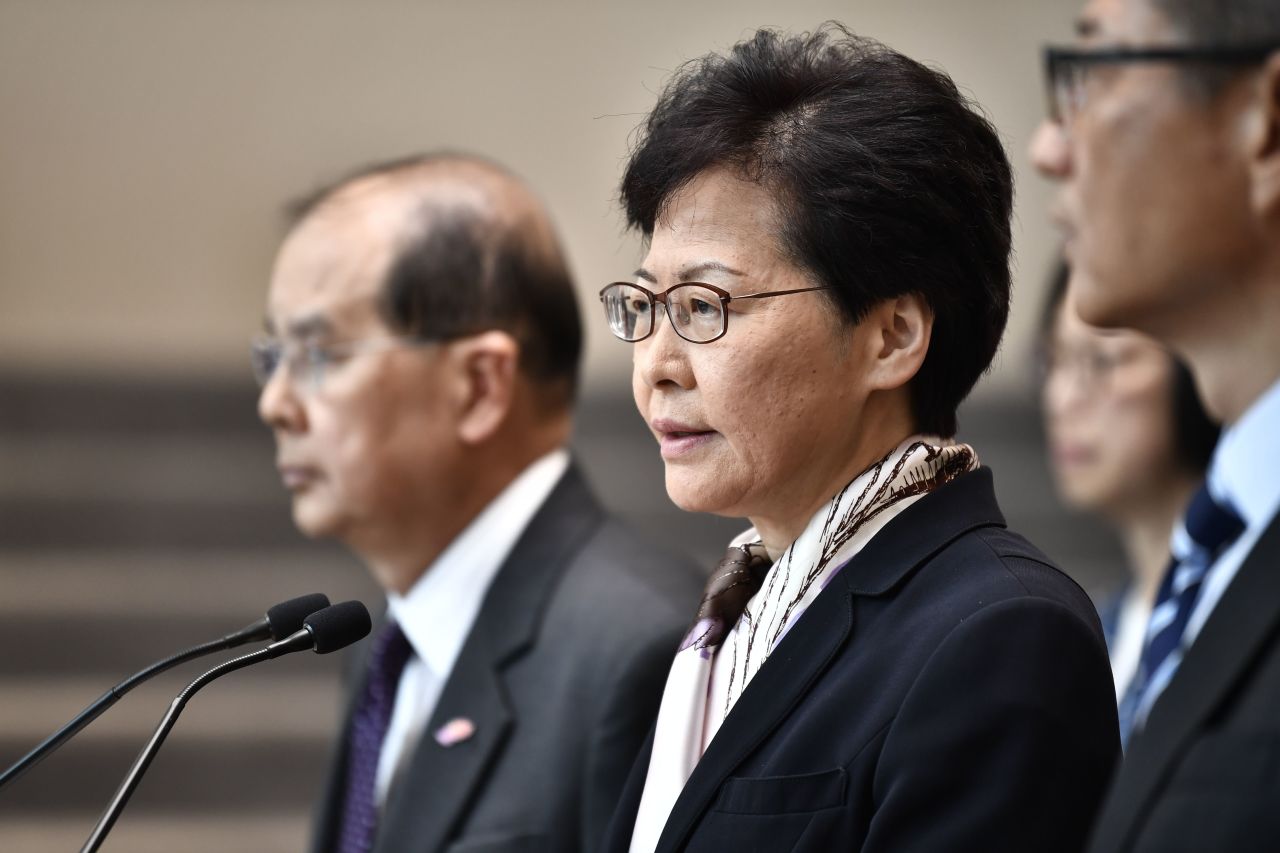 Hong Kong leader Carrie Lam speaks during a press conference on August 5, 2019.