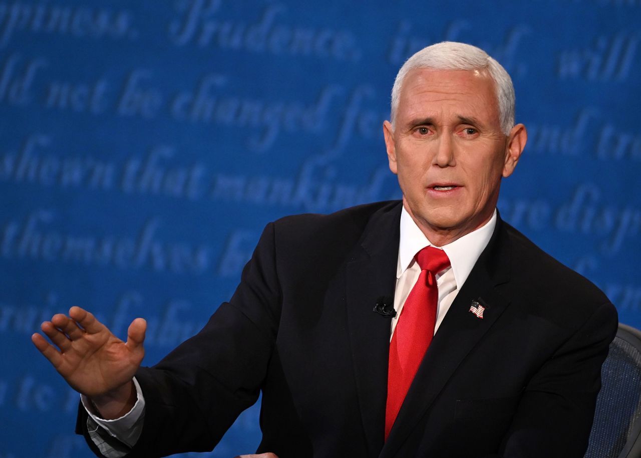 Vice President Mike Pence speaks during the vice presidential debate on Wednesday in Salt Lake City. 