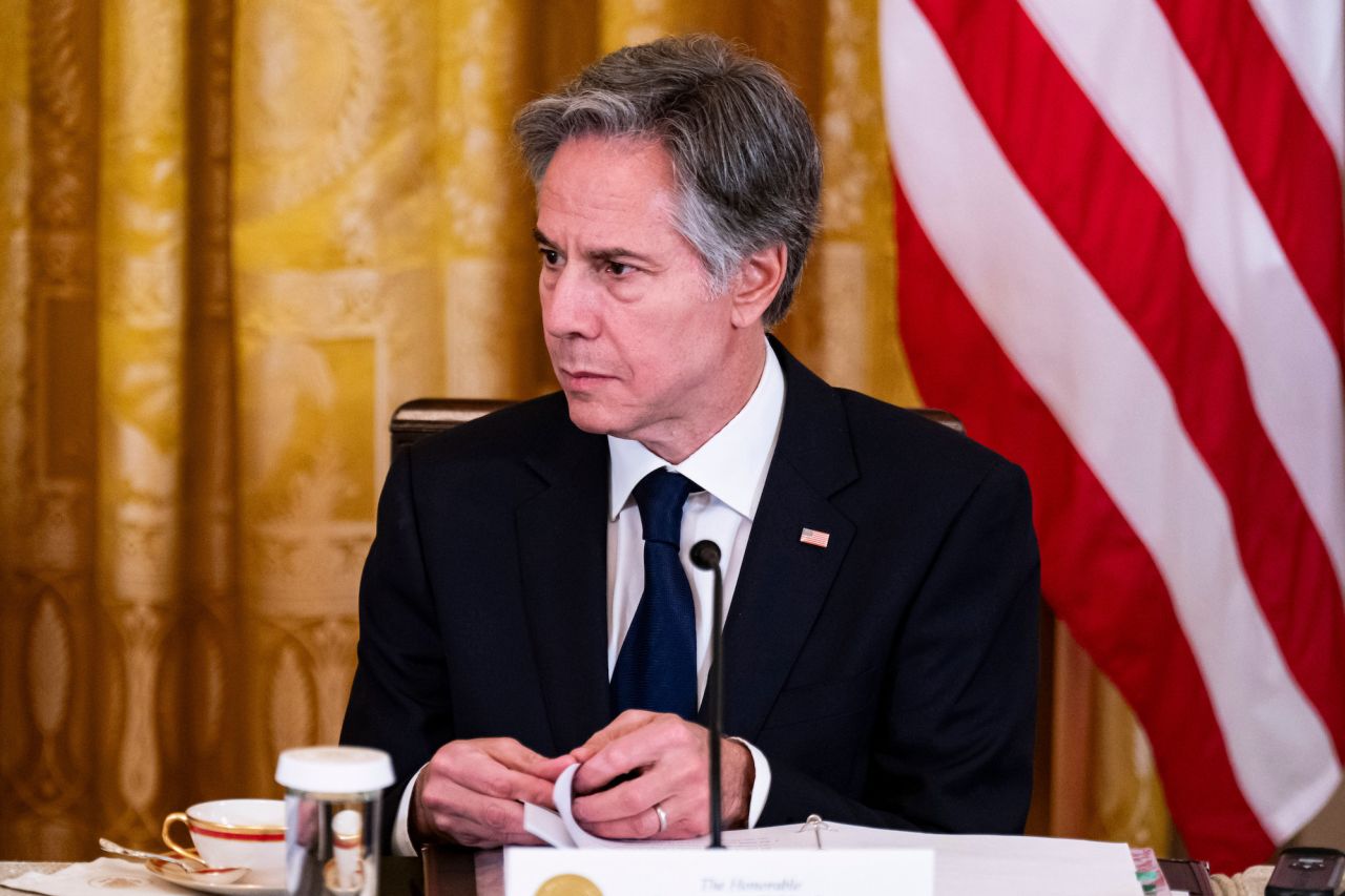 Antony Blinken is seen at the White House on Thursday, April 11.