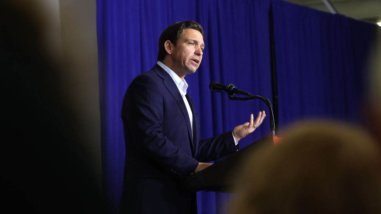 Florida Gov. Ron DeSantis speaks at an event in Cedar Rapids, Iowa, on August 6. 