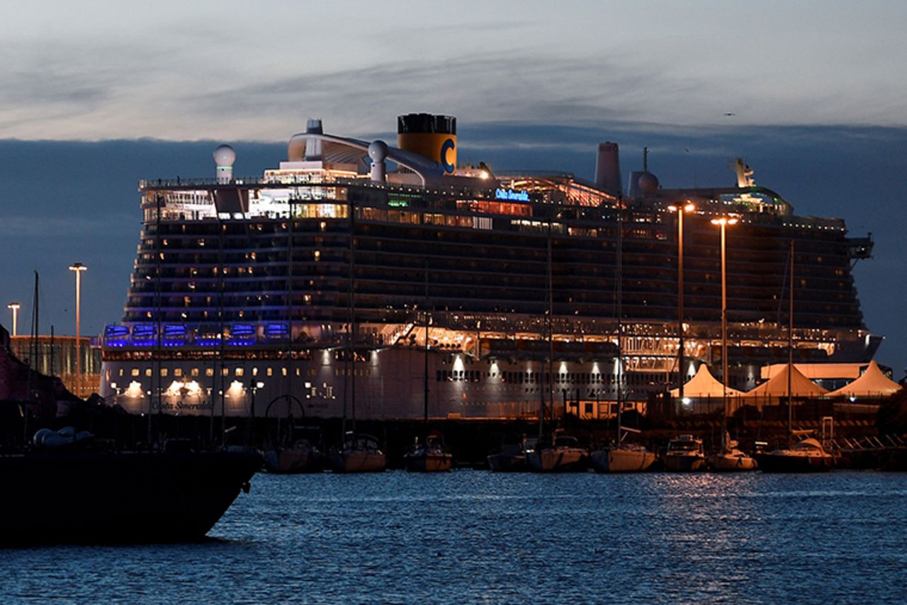 The Costa Smeralda cruise ship docked atthe Civitavecchia port, north of Rome, on January 30.