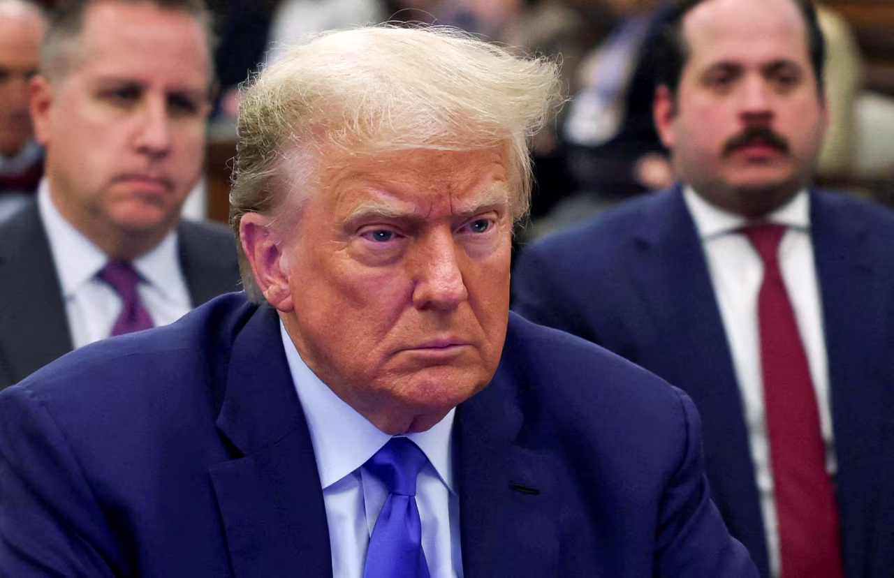 Former President Donald Trump sits in a courtroom at the New York State Supreme Court in Manhattan on Tuesday.