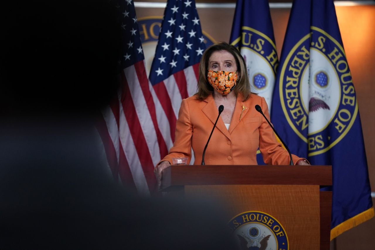 House Speaker Nancy Pelosi holds a news conference in Washington, DC, on October 8.