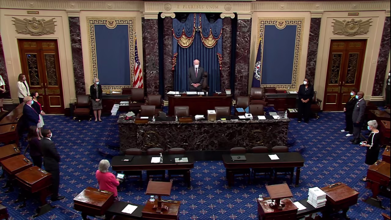 The US Senate convenes at the Capitol on August 10, 2021.