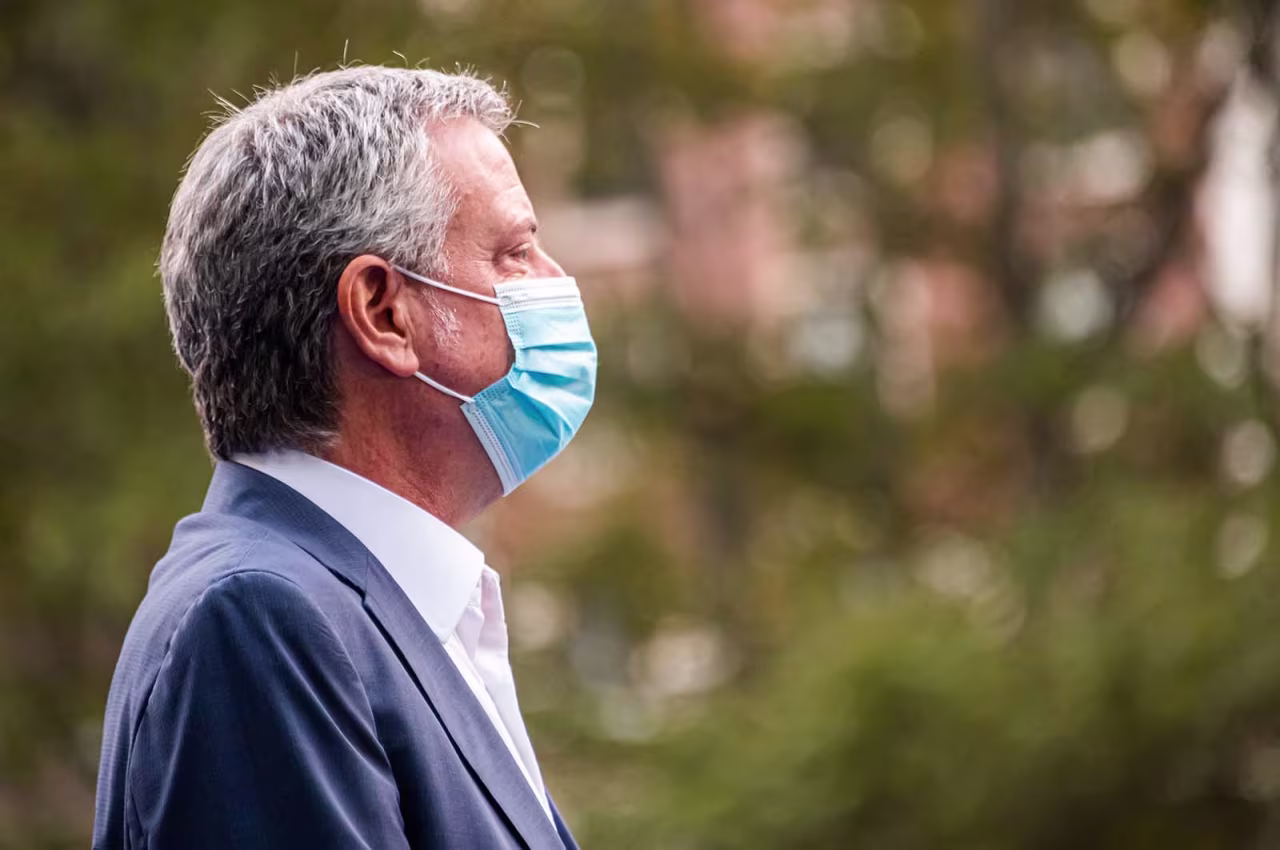 Mayor of New York City Bill de Blasio attends the opening of the Bank of America 'Winter Village' at Bryant Park on November 5, in New York City. 