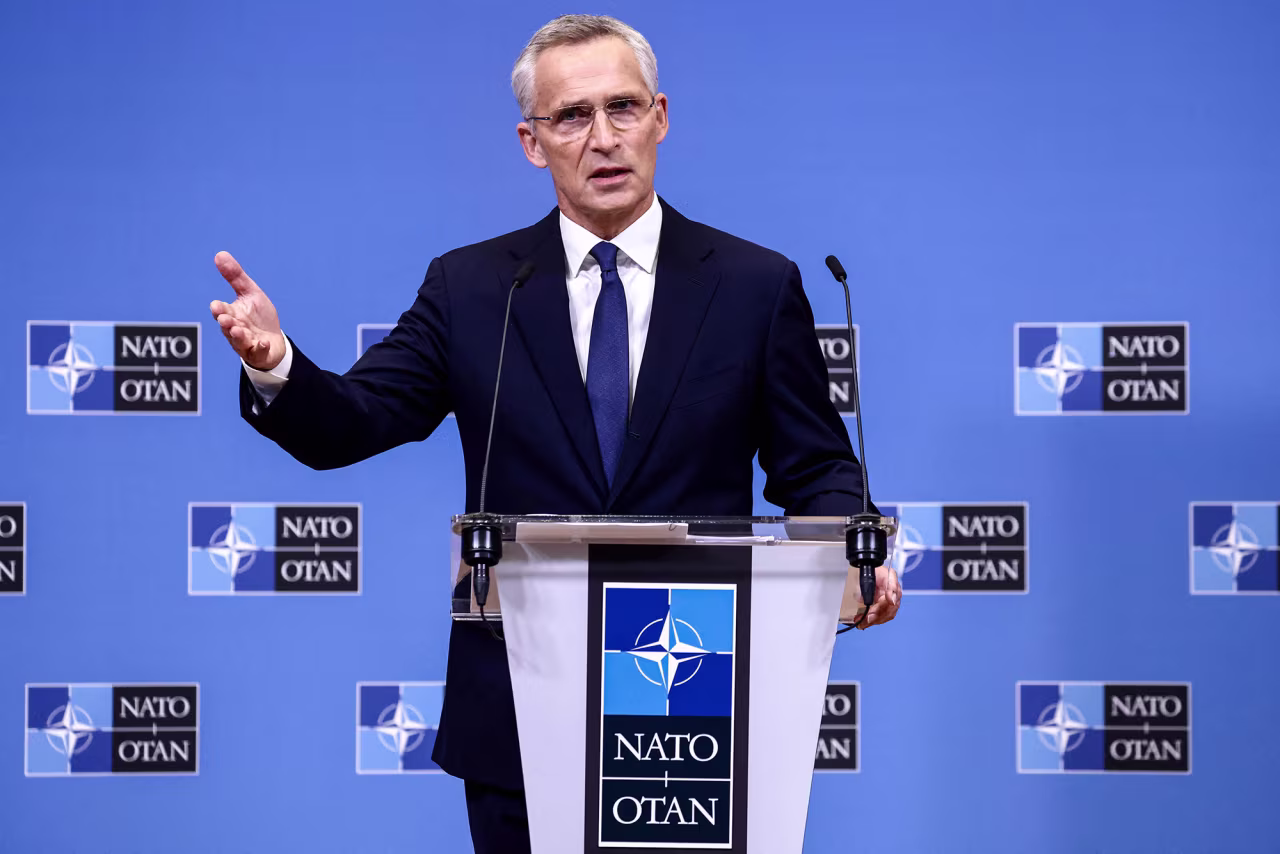 NATO Secretary General Jens Stoltenberg holds a press conferenceat the NATO headquarters in Brussels on October 11, 2022. (Photo by 