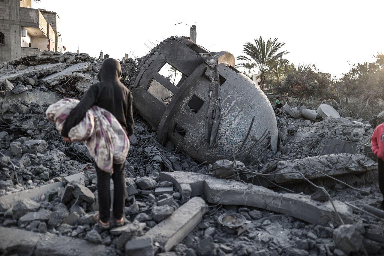 Israeli airstrike targeted Al-Bukhari Mosque in Deir Al-Balah, Gaza on March 2.