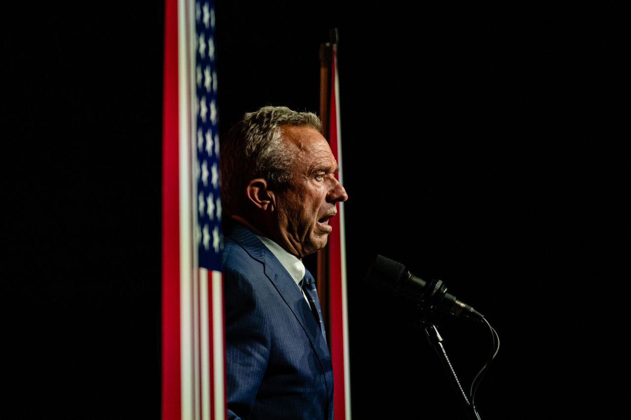 Robert F. Kennedy Jr. gives a keynote speech during the Bitcoin 2024 conference at Music City Center in Nashville, Tennessee, on July 26.