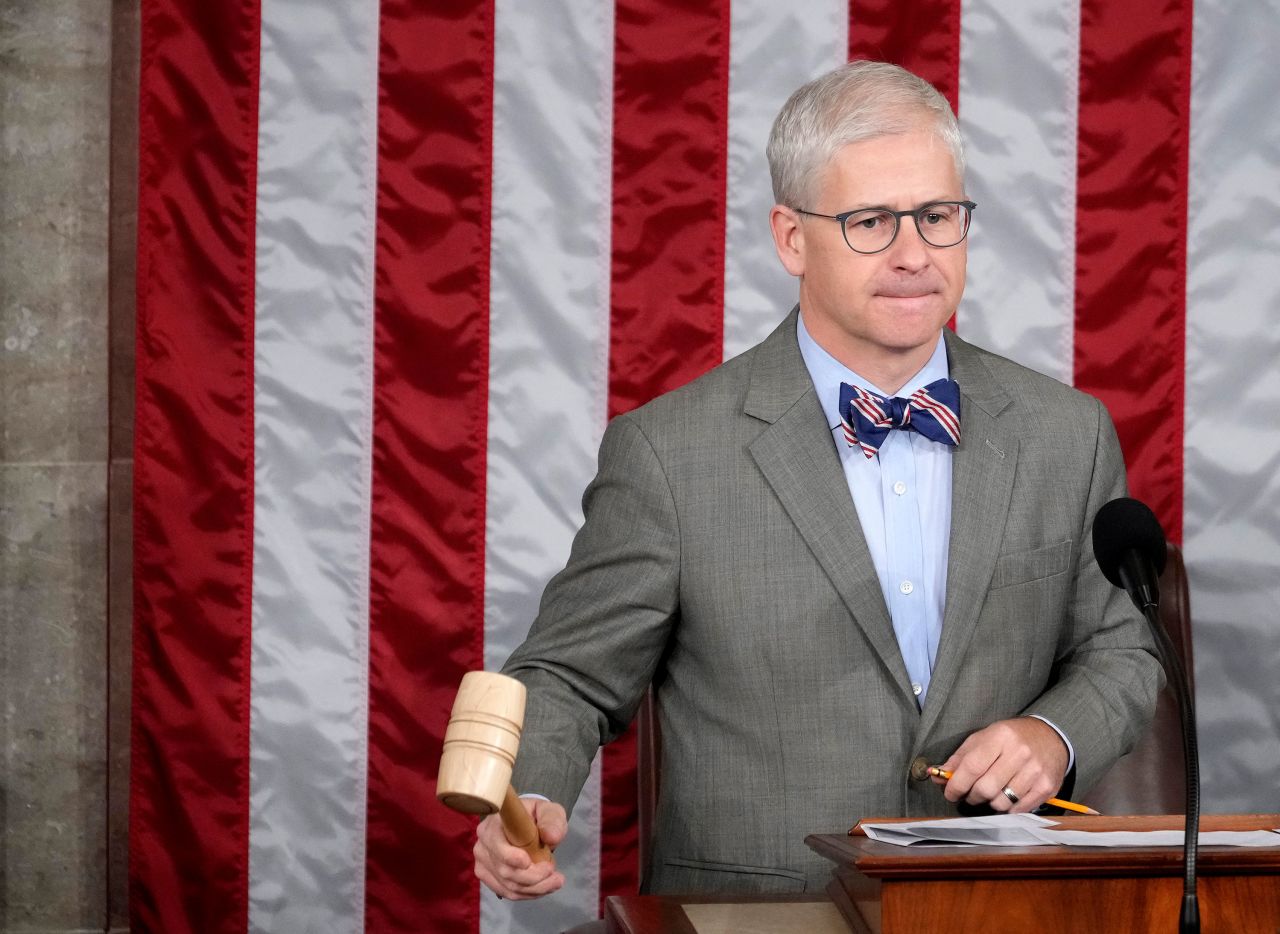 Speaker Pro Tempore Rep. Patrick McHenry presides over the House of Representatives at the Capitol on Friday.