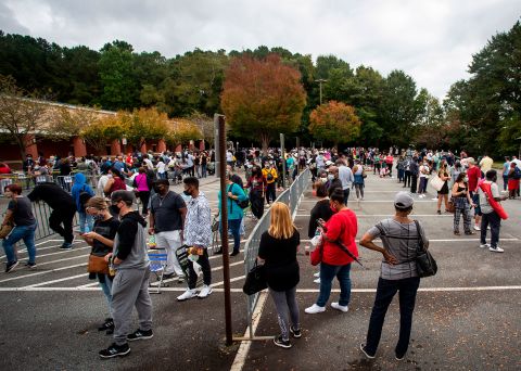 People in Marietta, Georgia, wait in line to vote on October 12.