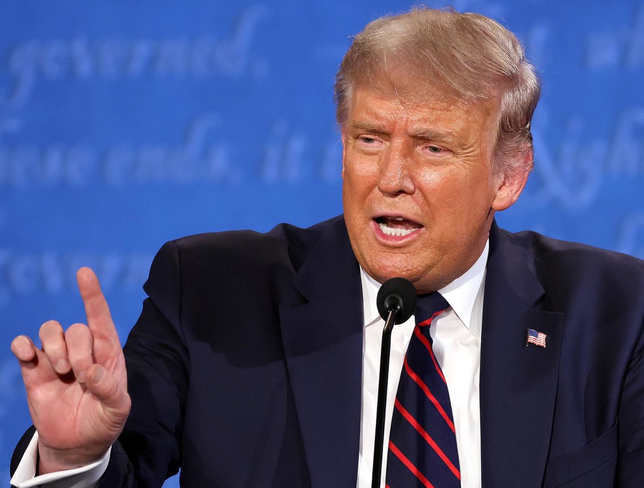 President Donald Trump participates in the first presidential debate against Democratic presidential nominee Joe Biden.