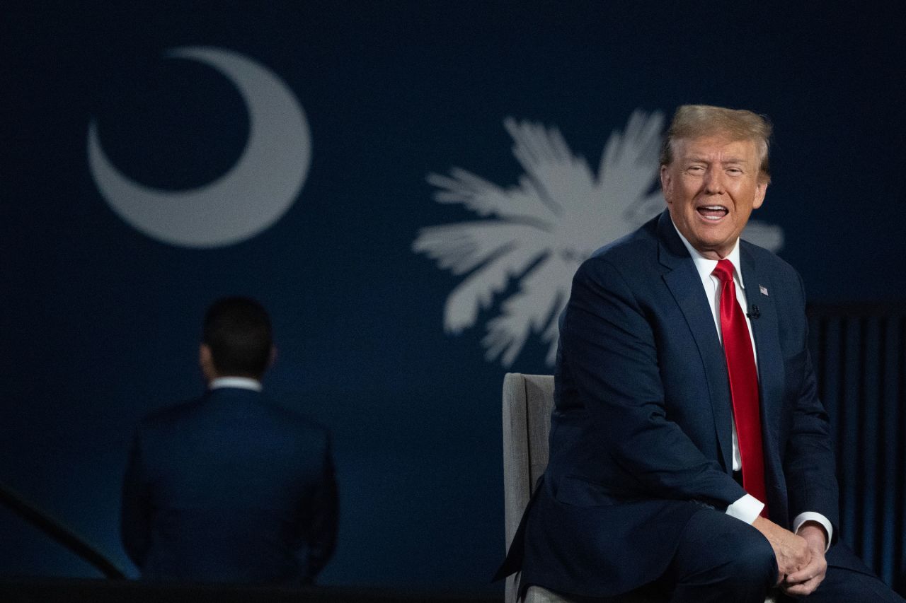 Former President Donald Trump during a Fox News town hall in Greenville, South Carolina, on Tuesday, February 20.