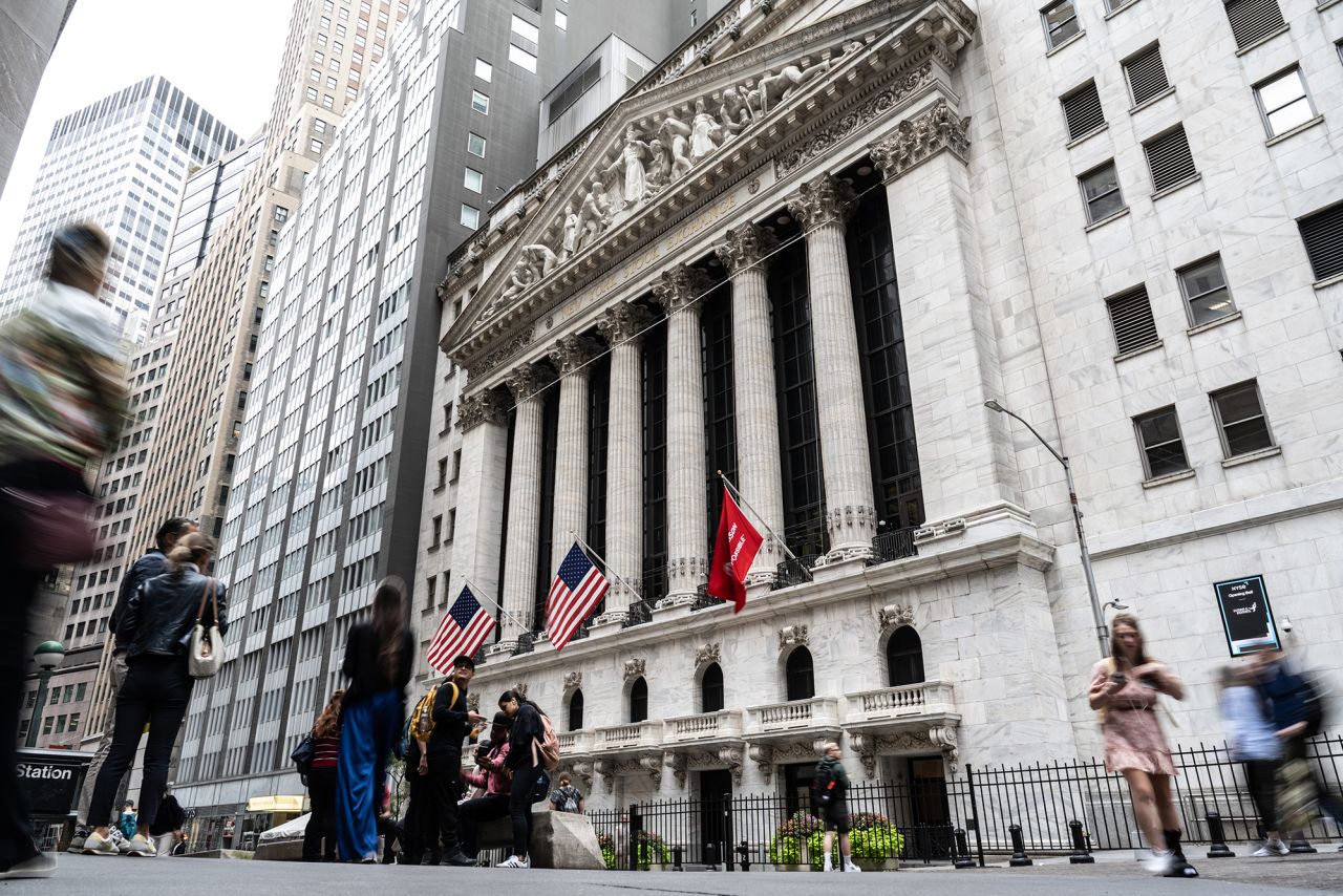 An exterior view of the New York Stock Exchange on September 18.