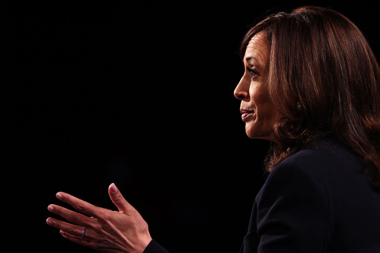 Democratic vice presidential nominee Kamala Harris speaks during the vice presidential debate in Salt Lake City on Wednesday. 