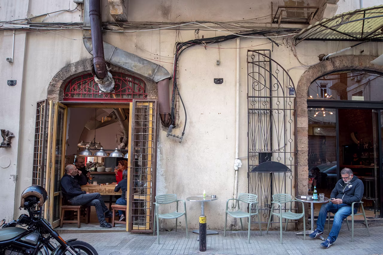 Customers have a drink at a restaurant in Beirut, Lebanon, on Monday, May 4.
